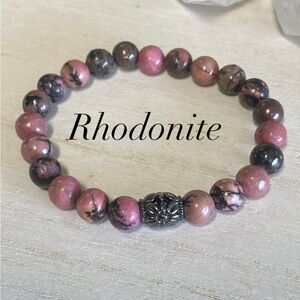8 mm Rhodonite Natural Gemstone Stretch Bracelet